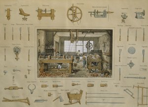 Officina di un tornitore, illustrazione dalla 